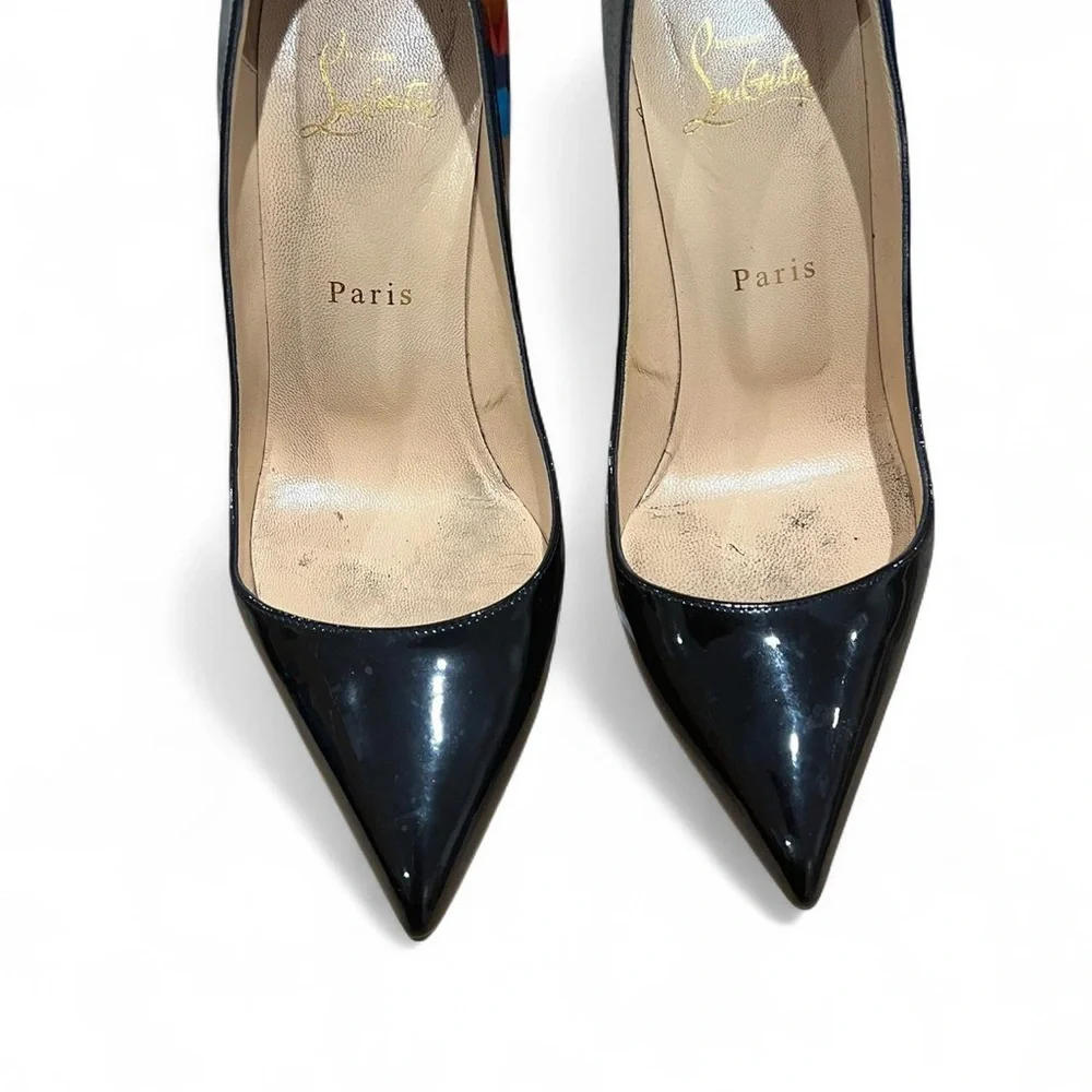 Christian Louboutin Pigalle 120 Black Patent Pumps Heels Size 38 Red Bottoms